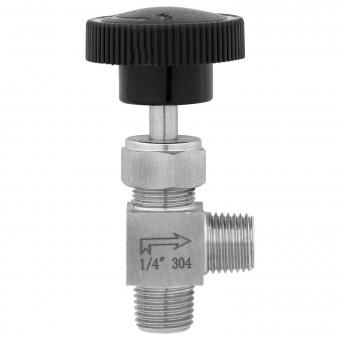 Кран игольчатый угловой НР-НР 1/4" нерж.