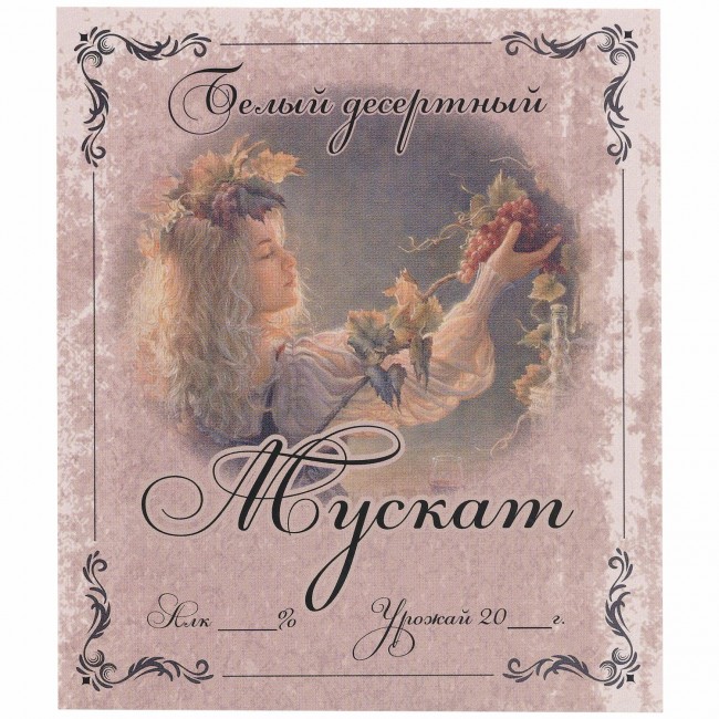 Этикетка самоклеящаяся "Вино Мускат белый десертный" 95*110 мм