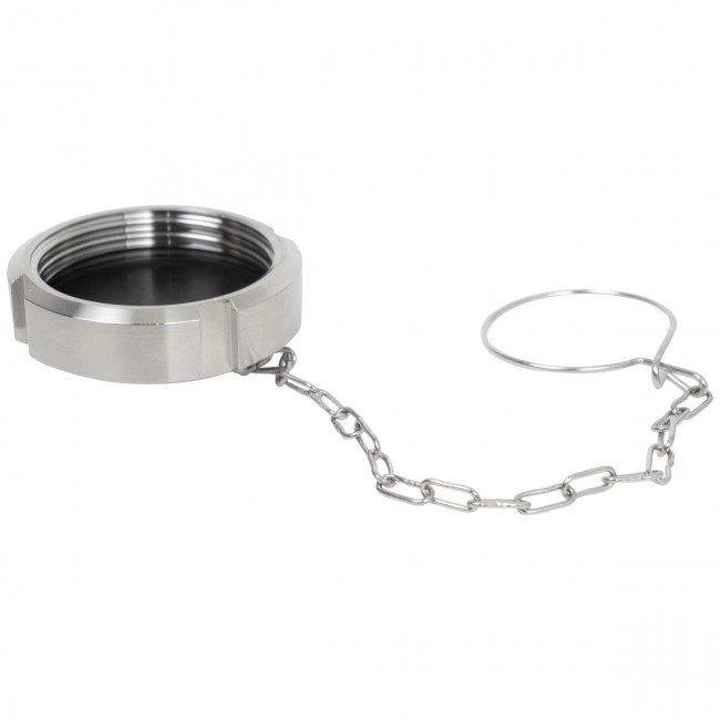 Гайка глухая DN 40 AISI 304 с прокладкой и цепочкой