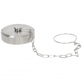 Гайка глухая DN 40 AISI 304 с прокладкой и цепочкой