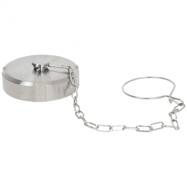 Гайка глухая DN 40 AISI 304 с прокладкой и цепочкой