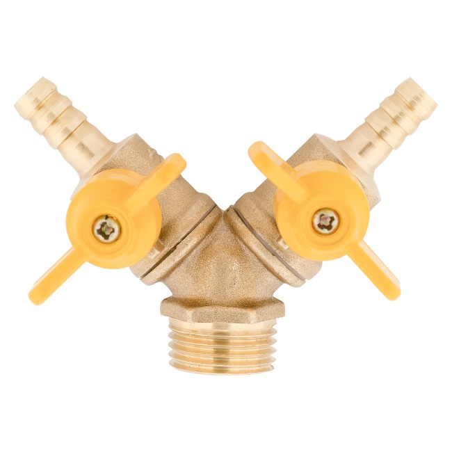 Тройник ёлочка 8-НР 1/2-8 латунь с кранами