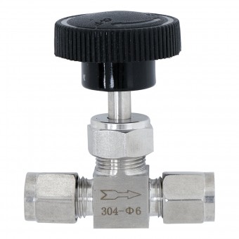 Кран игольчатый под трубку 6 мм. нерж.