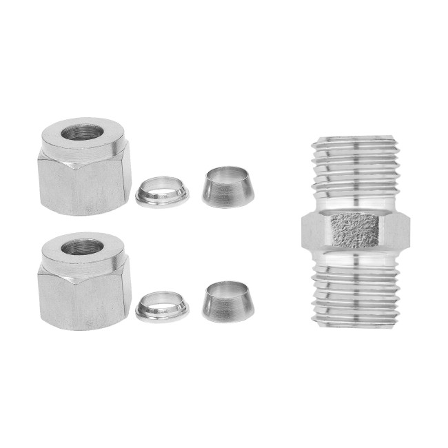 Переходник прямой обжимной проходной под трубку 10 мм. нерж. Переходник прямой обжимной проходной под трубку 10 мм. нерж.