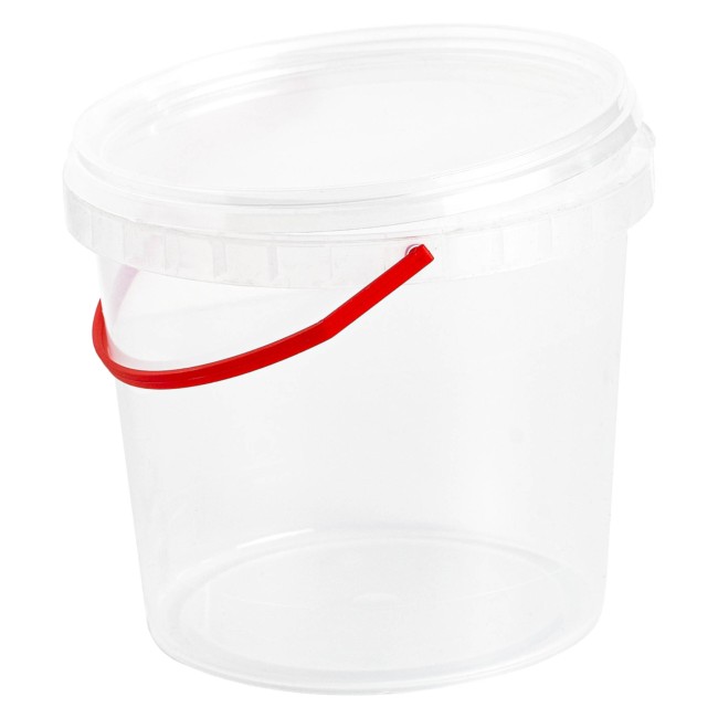Ведро п/э 1л круглое бесцветное с крышкой 