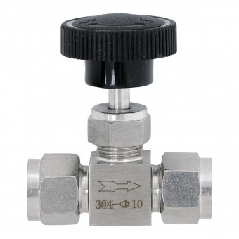 Кран игольчатый под трубку 10 мм. нерж.