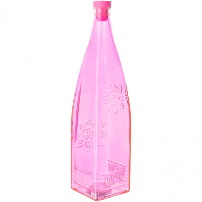 Бутылка декоративная с пробкой "Счастье" светло розовая 1 л 
