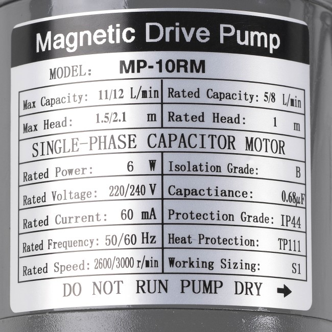 Насос с магнитным приводом MP-10RM нерж. (штуцер НР 1/2") Насос с магнитным приводом MP-10RM нерж. (штуцер НР 1/2")