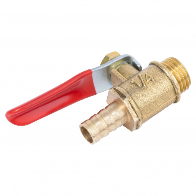 Кран шаровый НР 1/4" штуцер ёлочка 8 мм латунь