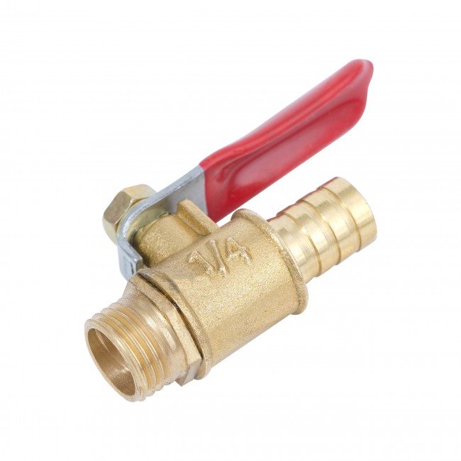 Кран шаровый НР 1/4" штуцер ёлочка 10 мм латунь