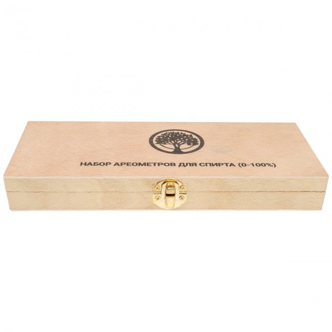 Набор ареометров с термометром в деревянном футляре Набор ареометров с термометром в деревянном футляре