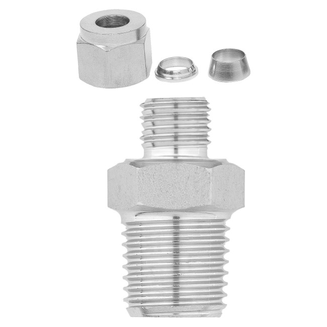 Переходник НР 1/2 под трубку 8 мм. нерж. Переходник НР 1/2 под трубку 8 мм. нерж.