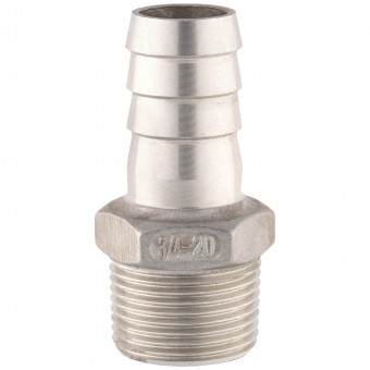 Штуцер ёлочка НР 3/4" AISI 20 мм