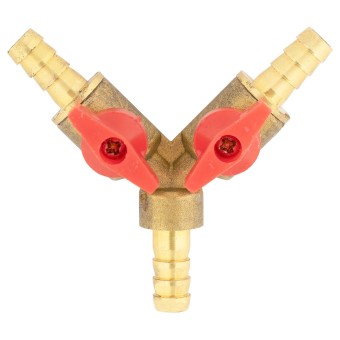 Тройник ёлочка 8-8-8 латунь с кранами усиленный