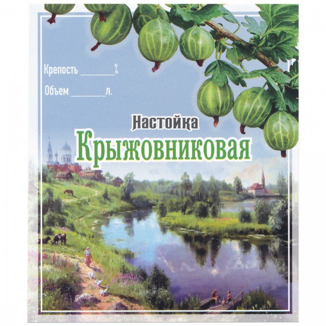 Этикетка самоклеящаяся "Настойка Крыжовниковая" 85*100 мм
