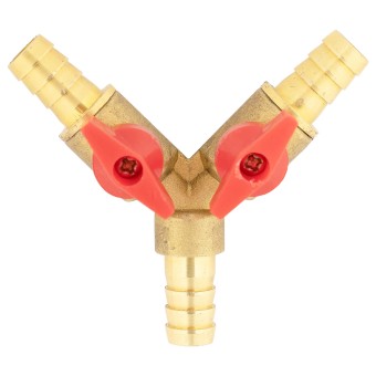 Тройник ёлочка 10-10-10 латунь с кранами усиленный