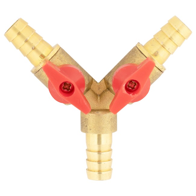 Тройник ёлочка 10-10-10 латунь с кранами усиленный