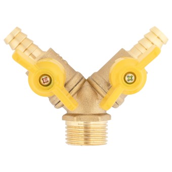 Тройник ёлочка 10-НР 1/2-10 латунь с кранами