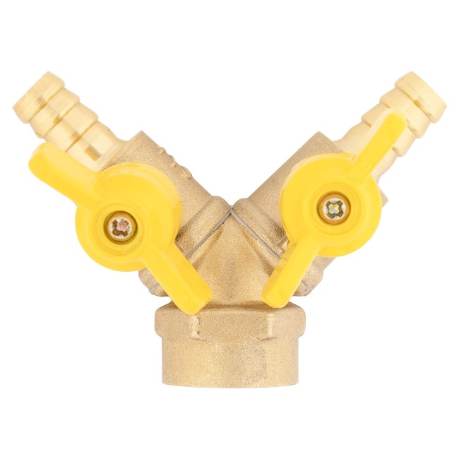 Тройник ёлочка 10-ВР 1/2-10 латунь с кранами