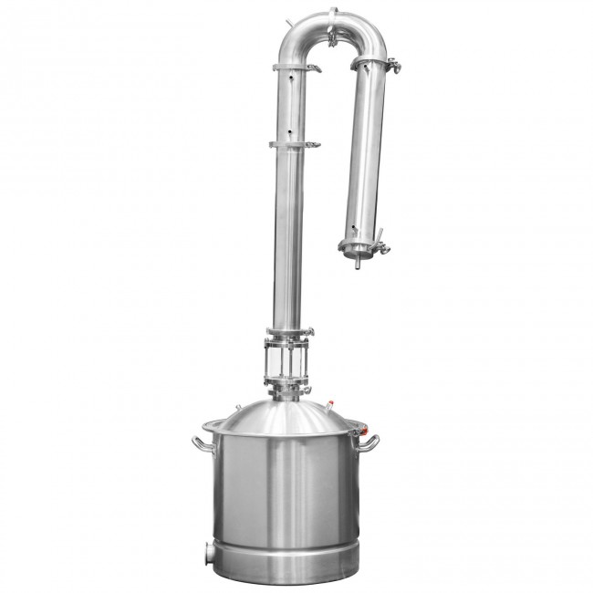 Куб 50 л с зиговкой, отвод ВР 3/4, штуцер Clamp 2,0", тройное дно 40*40 с купол.крышкой 