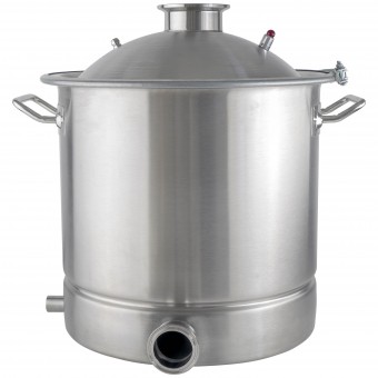 Куб 50 л с зиговкой, отвод ВР 3/4, штуцер Clamp 2,0", тройное дно 40*40 с купол.крышкой  Куб 50 л с зиговкой, отвод ВР 3/4, штуцер Clamp 2,0", тройное дно 40*40 с купол.крышкой