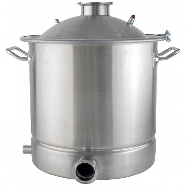 Куб 50 л с зиговкой, отвод ВР 3/4, штуцер Clamp 2,0", тройное дно 40*40 с купол.крышкой 