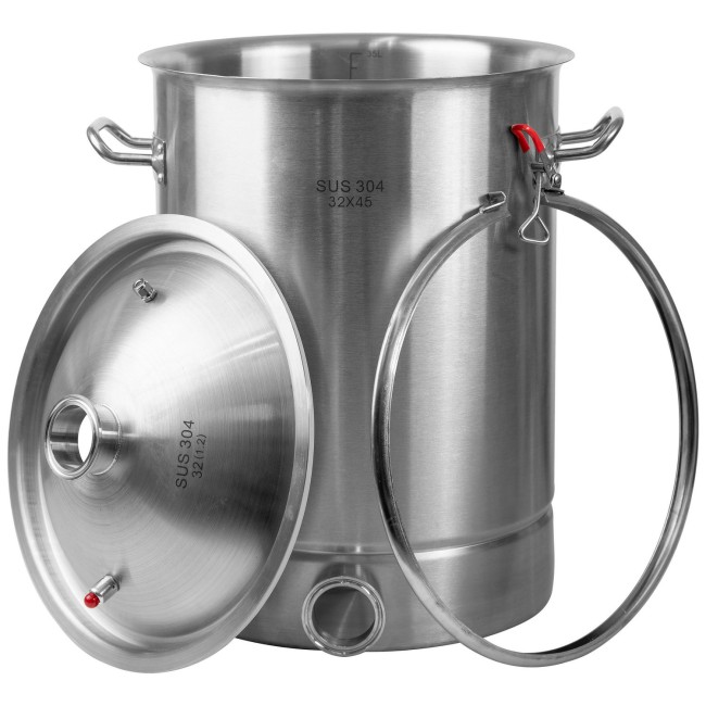 Куб 35 л с зиговкой, отвод ВР 1/2, штуцер Clamp 2,0", тройное дно 32*45 с купол.крышкой Куб 35 л с зиговкой, отвод ВР 1/2, штуцер Clamp 2,0", тройное дно 32*45 с купол.крышкой