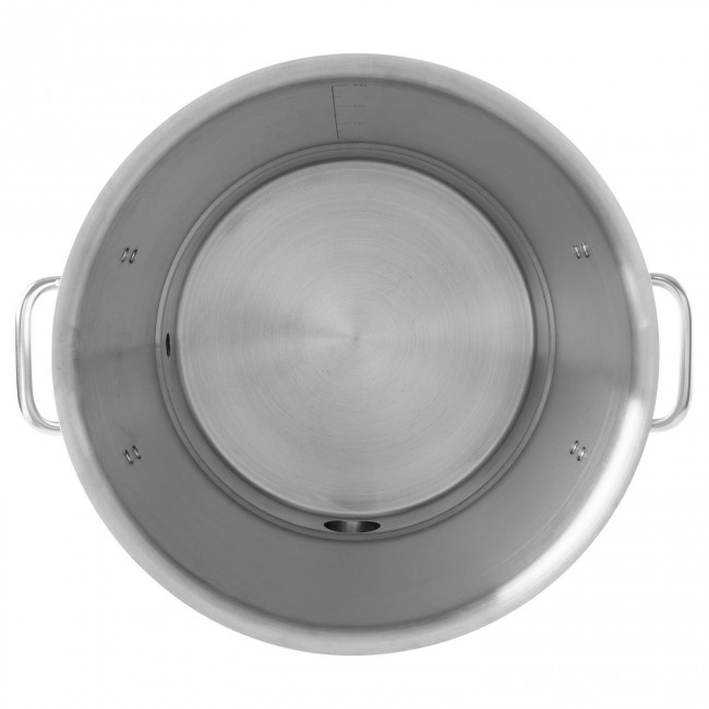 Куб 25 л с зиговкой, отвод ВР 1/2, штуцер Clamp 2,0", тройное дно 32*32 с купол.крышкой 