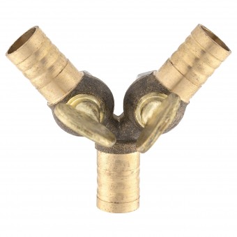 Тройник ёлочка 10-10-10 латунь с кранами