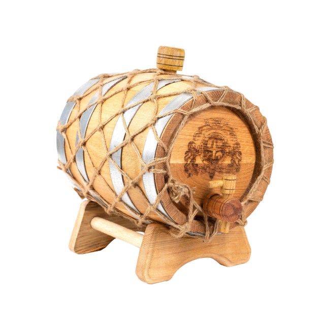 Дубовая бочка 3 л. "Лер" на подставке с краном Дубовая бочка 3 л. "Лер" на подставке с краном