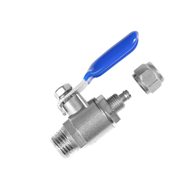 Кран шаровый НР 1/4" с зажимной гайкой
